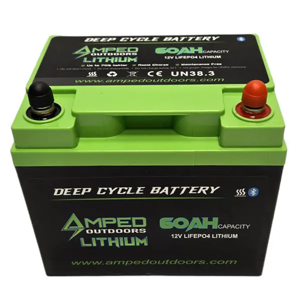 AMPED Outdoors 12V 60Ah Deep Cycle Battery – Model #1782