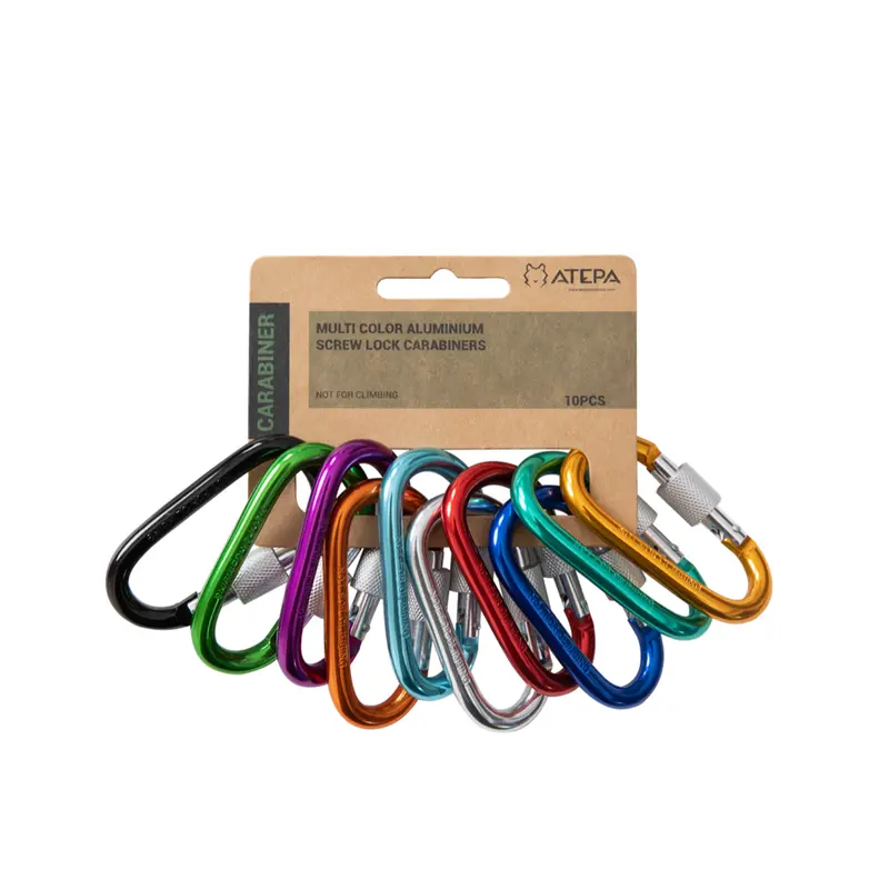 ATEPA Heavy-Duty Screw-Lock Camping Carabiners – Set of 10