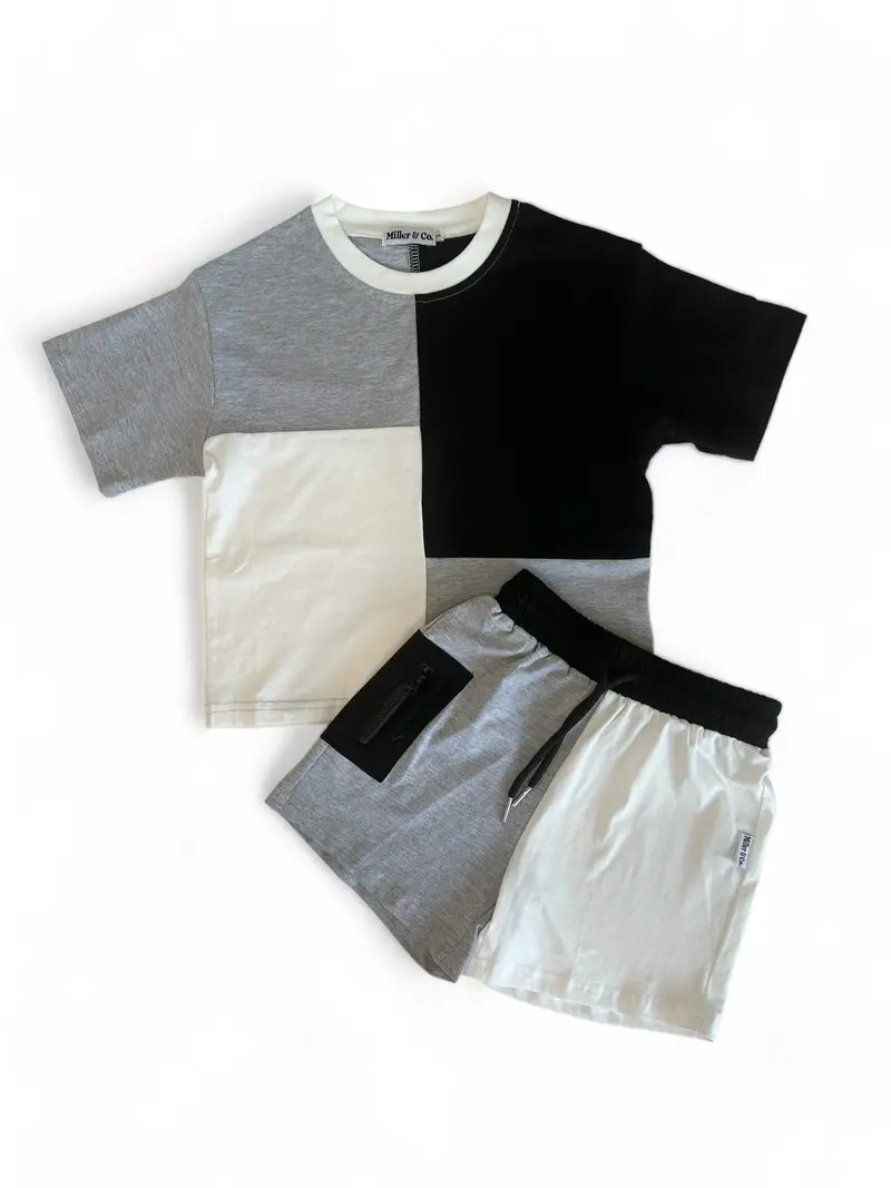 Color-Blocked Short Set – Solid Black