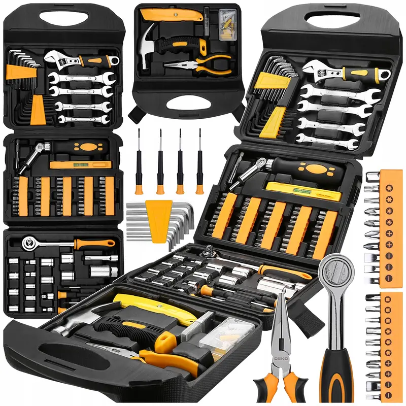 DEKO DKMT165 165-Piece Professional Tool Kit – CRV Steel, Bits, Wrenches & Socket Set