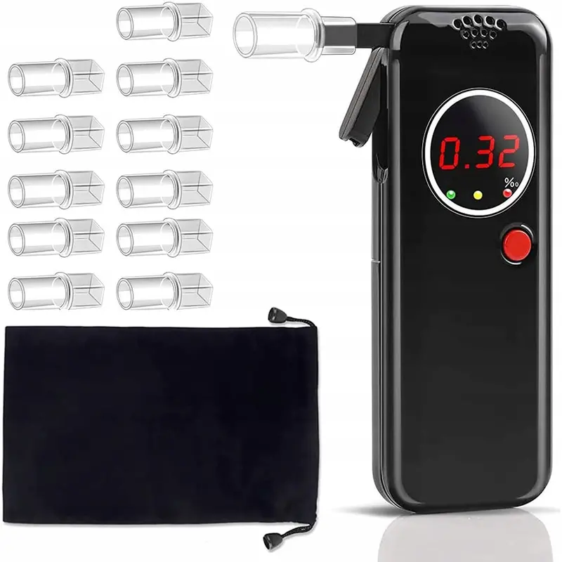 Digital LED Breathalyzer with 12 Mouthpieces and Carrying Case