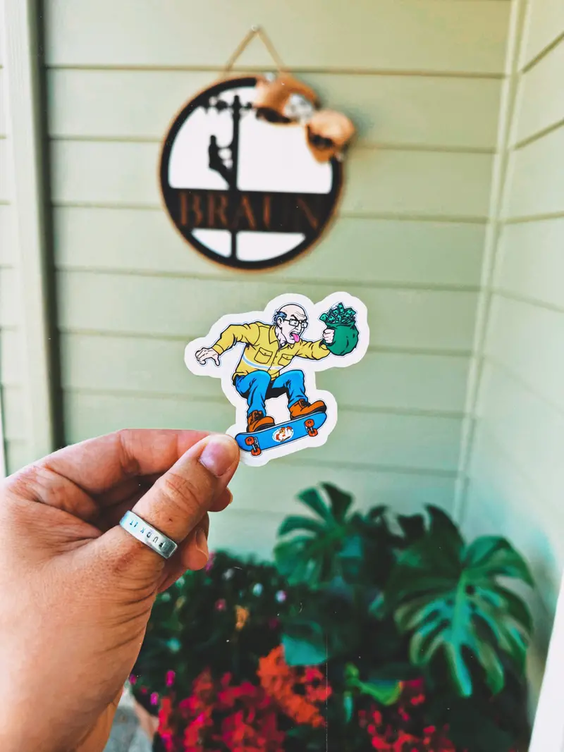 ‘GF Runnin’ Away Money Bag’ Satirical Sticker