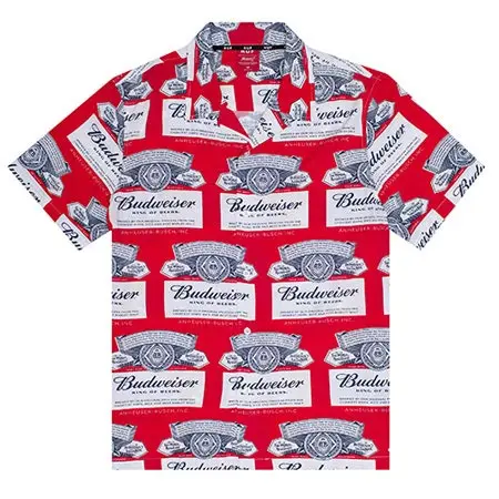 HUF x Budweiser Label Pattern Button-Up Shirt