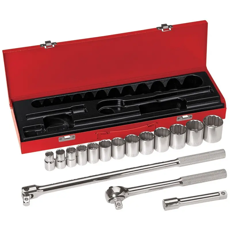 Klein 1/2-Inch Drive Socket Wrench Set – 16-Piece Professional Mechanics Kit