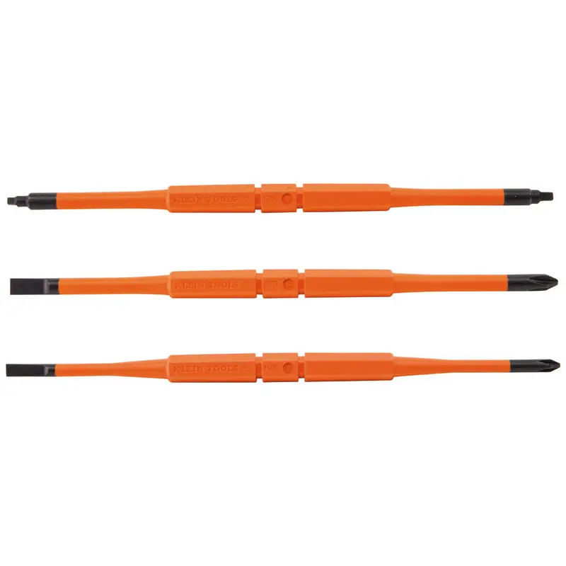 Klein 13157 Insulated Double-Ended Screwdriver Blades – 3-Piece Set for Electrical Safety