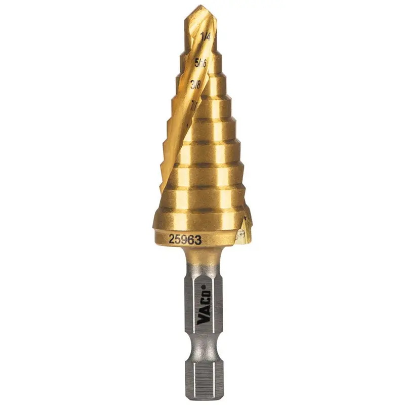 Klein 25963 VACO Spiral Double-Fluted Step Drill Bit – 1/4″ to 3/4″