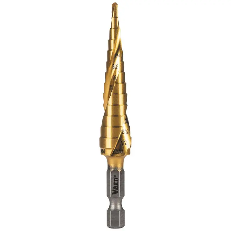 Klein 25964 VACO Spiral Double-Fluted Step Drill Bit – 1/8″ to 1/2″