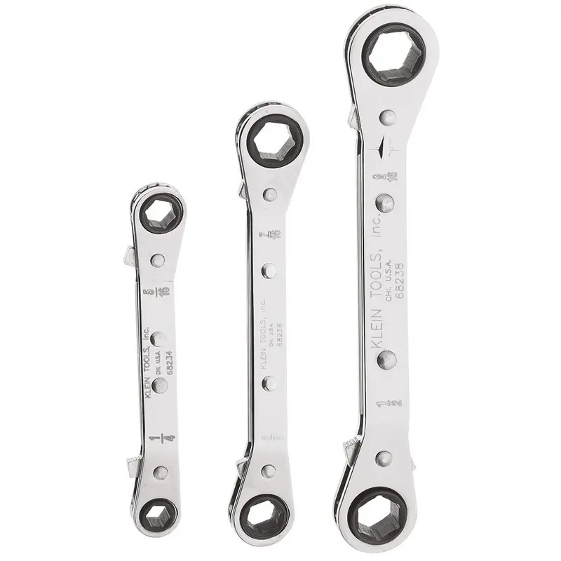 Klein 3-Piece Reversible Ratcheting Box Wrench Set – 68244