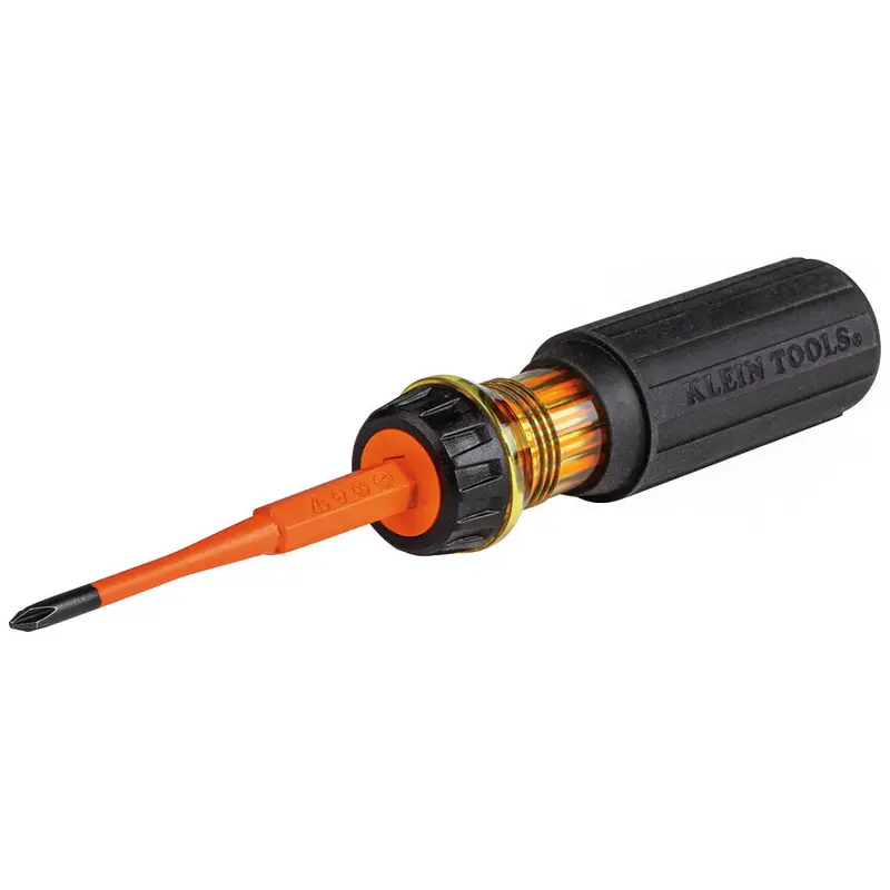 Klein 32286 Insulated Dual-Tip Flip-Blade Screwdriver – #1 Phillips / 3/16″ Slotted, Safety Rated
