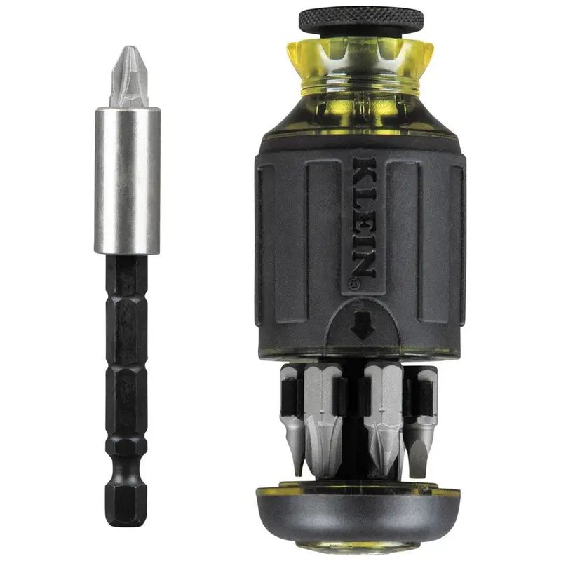 Klein 32308 Compact Multi-Bit Screwdriver – 8-in-1 Adjustable-Length Stubby with Interchangeable Tips