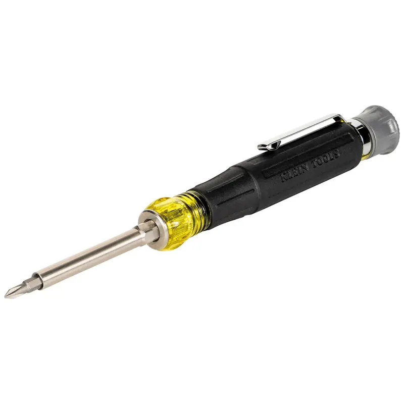 Klein 32600P 13-in-1 Precision Pocket Screwdriver – Spin Cap, Cushion-Grip Handle (1 Unit)
