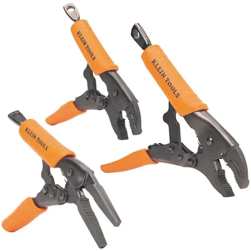 Klein 38665 3-Piece Locking Pliers Kit: 6-Inch Long Nose, 7- & 10-Inch Curved Jaw