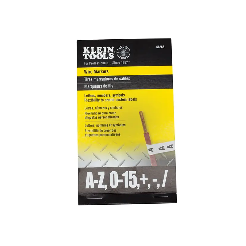 Klein 56253 Wire Identification Markers – Black-Printed Labels for Numbers, Letters & Symbols
