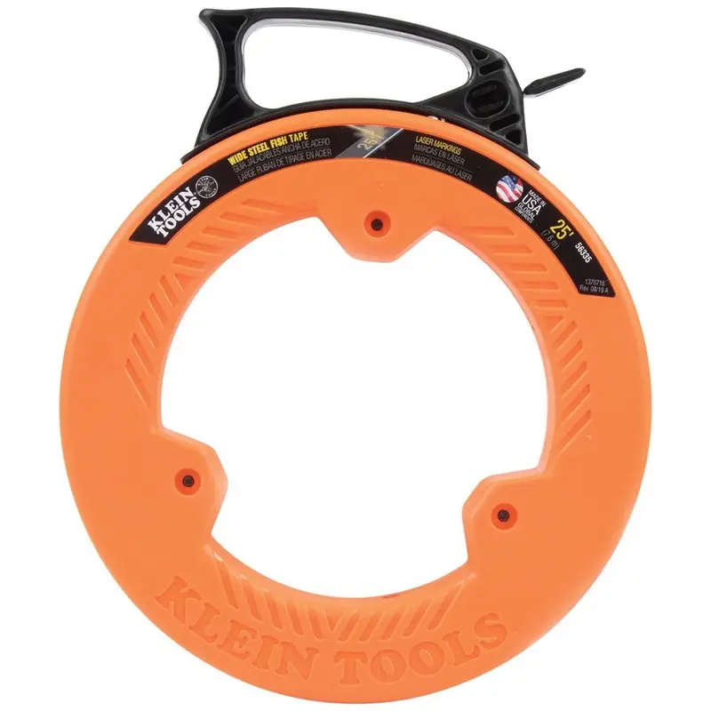 Klein 56335 25-Foot Steel Fish Tape – 1/4″ Wide, Heavy-Duty Pulling Tool