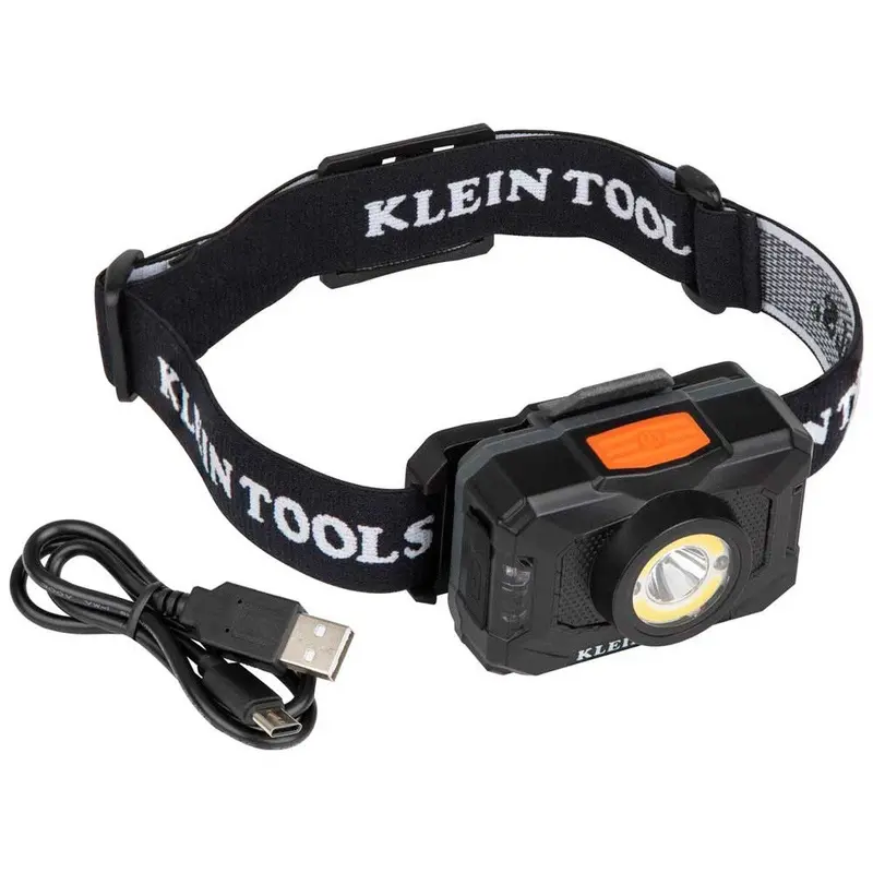 Klein 56414 Dual-Mode Rechargeable LED Headlamp – Switchable White/Red Light with Customizable Strap Fit