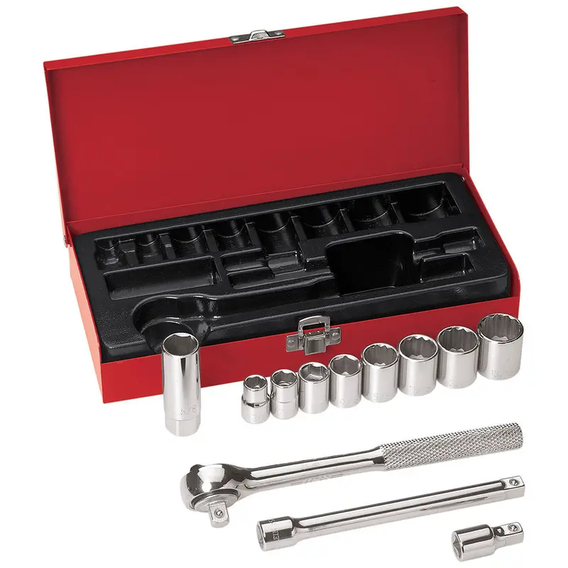 Klein 65504 12-Piece 3/8″ Drive Socket Wrench Set with Ratchet