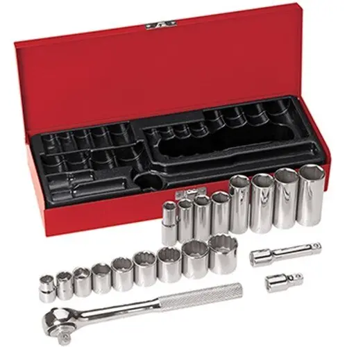 Klein 65508 20-Piece 3/8″ Drive Socket Wrench Set with Ratchet