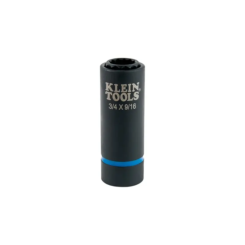 Klein 66001 Dual-Size Impact Socket – 12-Point, 3/4″ and 9/16″, Engineered for High-Torque Applications