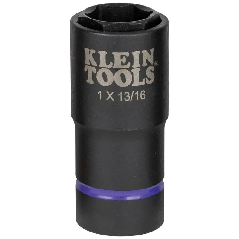 Klein 66065 6-Point Dual-Size Impact Socket – 1″ × 13/16″, 1/2″ Drive