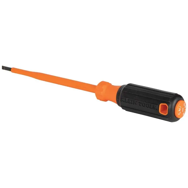 Klein 6816INS 6″ Insulated Cabinet Screwdriver – 3/16″ Tip, Round Shank