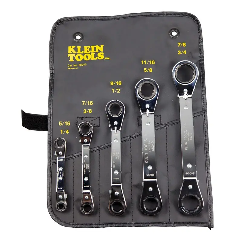 Klein 68245 5-Piece Reversible Ratcheting Box Wrench Kit