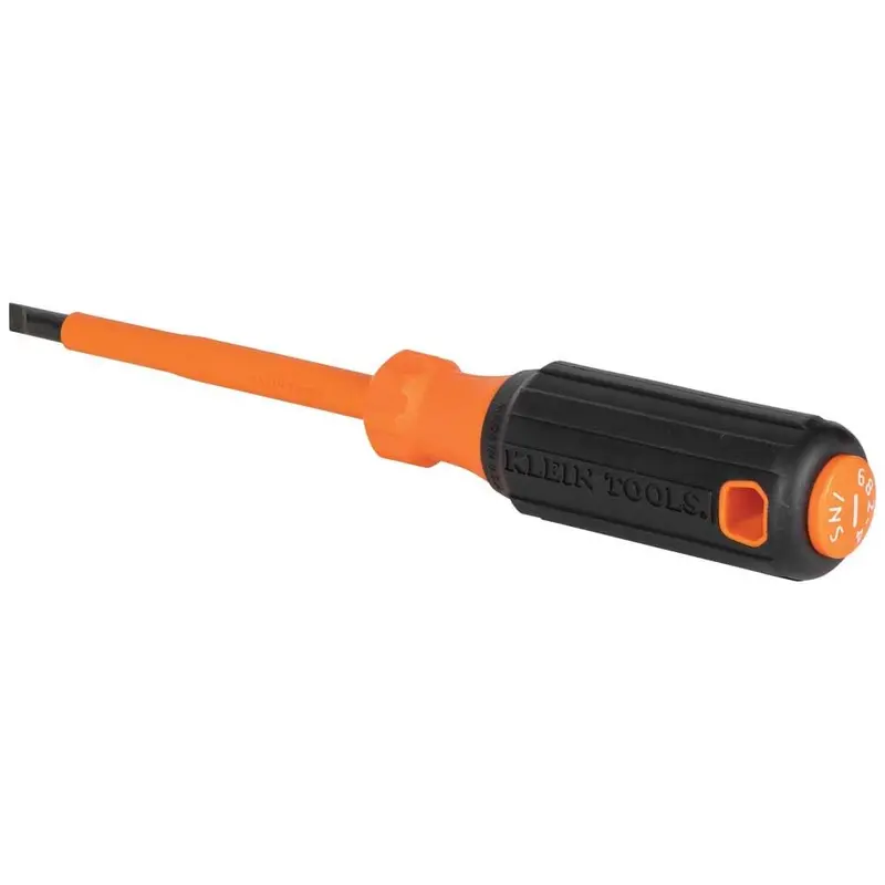 Klein 6824INS 4″ Insulated Cabinet Screwdriver – 1/4″ Tip, Round Shank