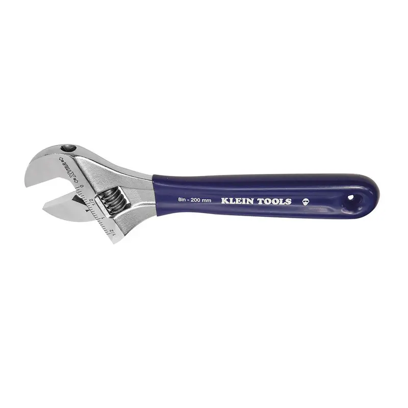 Klein 8-Inch Extra-Wide Adjustable Wrench – Heavy-Duty Jaw for Tight Spaces