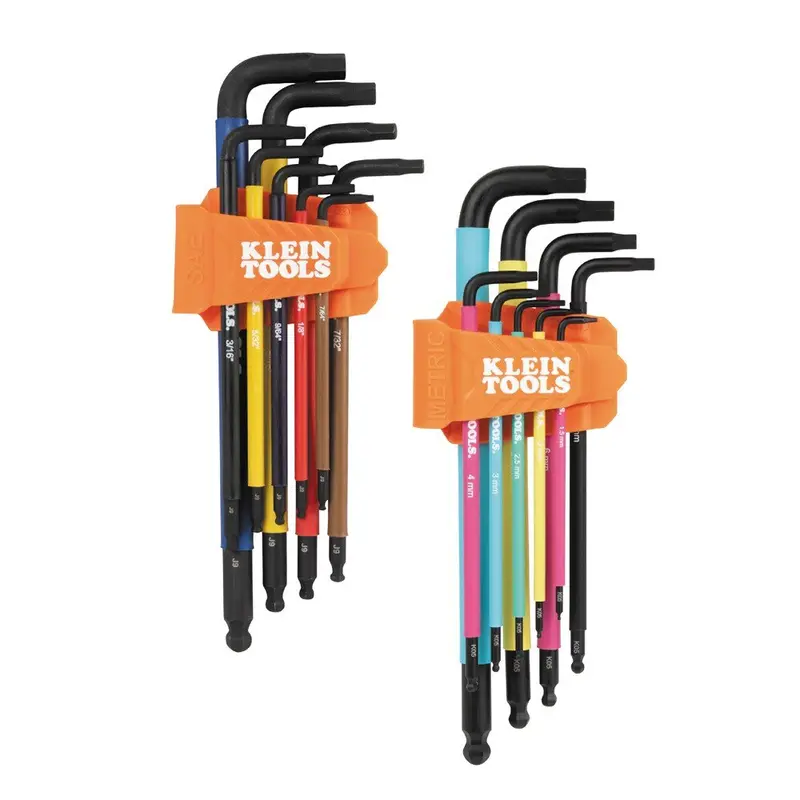 Klein BLS18 Color-Coded Hex Key Set – SAE & Metric, 18-Piece