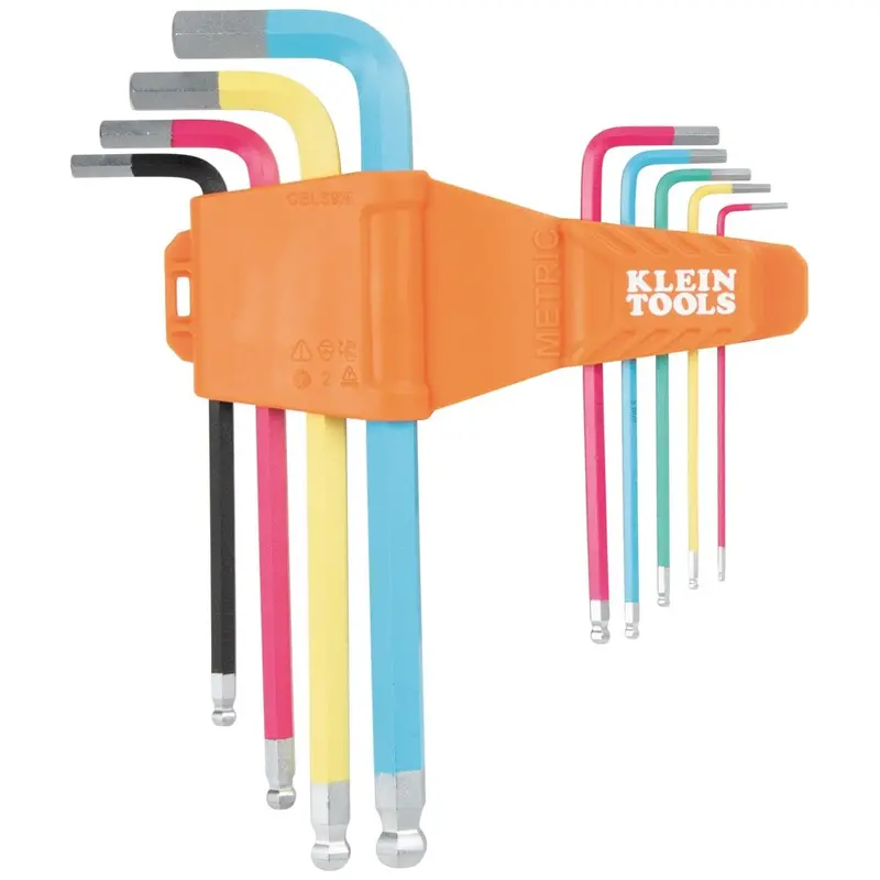 Klein CBLS9M Powder-Coated Ball-End Hex Key Set – Metric, 9-Piece