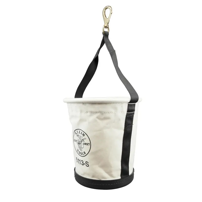 Klein Tapered-Wall Canvas Bucket with Swivel Snap Hook – Jobsite Organizer