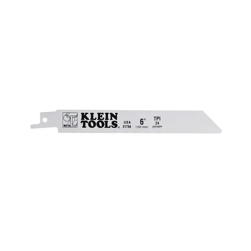 Klein Tools 31734 6-Inch Reciprocating Saw Blade – 24 TPI, Optimized for 18-Gauge Metal
