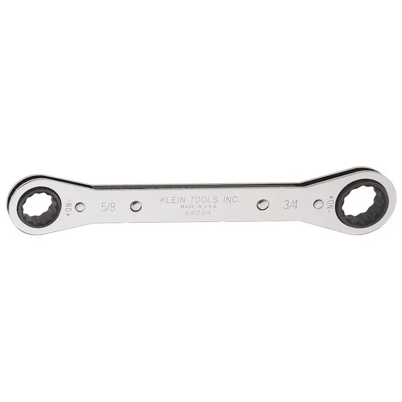 Klein Tools 68204 Ratcheting Box Wrench – 5/8″ × 3/4″ Dual-Size Design for Faster Bolt Work