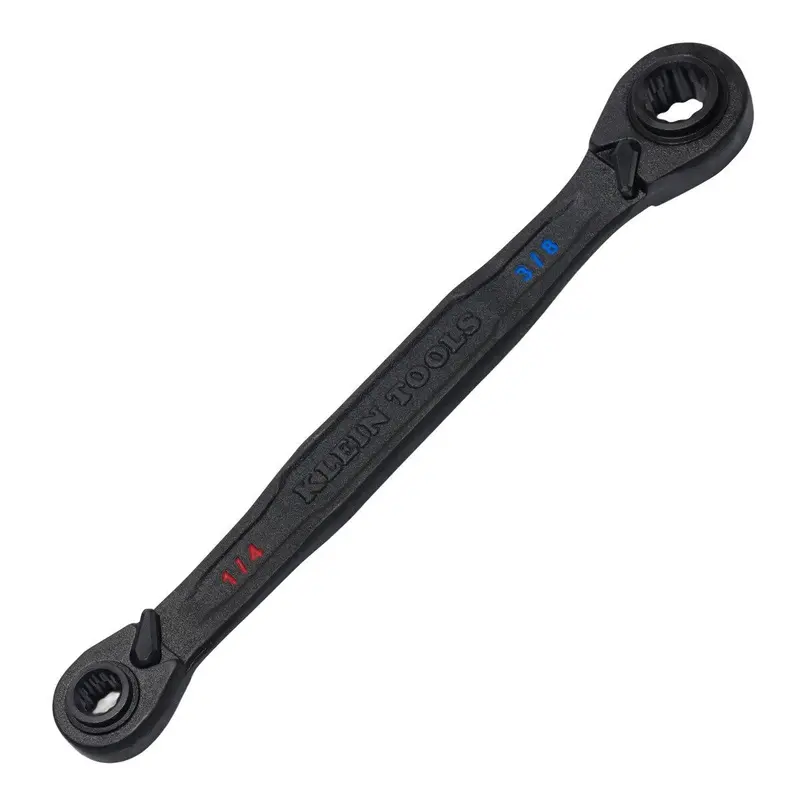 Klein Tools 68214 Ratcheting 4-Way Box Wrench Set – SAE Sizes (1/4″, 5/16″, 3/8″, 7/16″) with Closed Ends