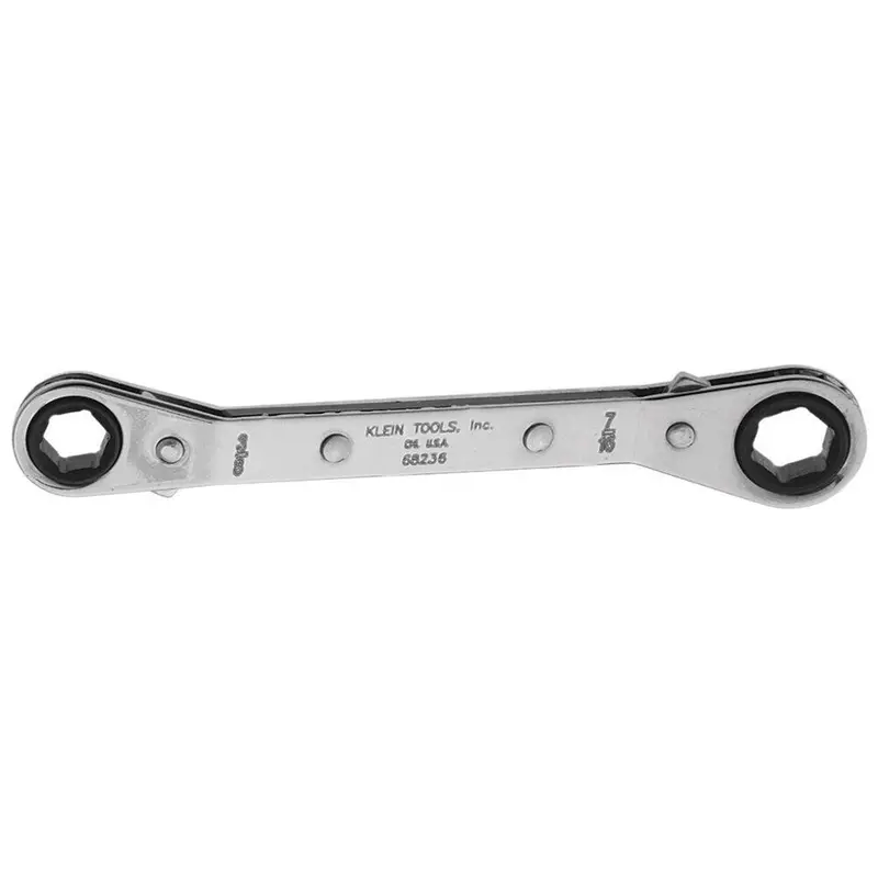 Klein Tools 68236 Reversible Ratcheting Box Wrench – Dual-Sized (3/8″ × 7/16″) for Space-Constrained Jobs