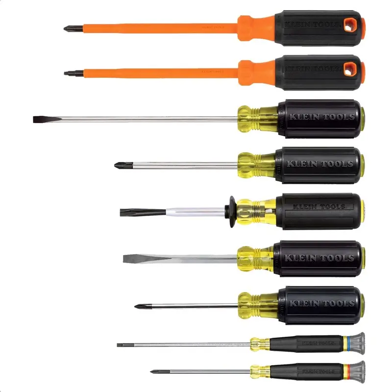 Klein Tools Insulated Electrician Screwdriver Set – 9-Piece with Precision and Safety-Rated Drivers