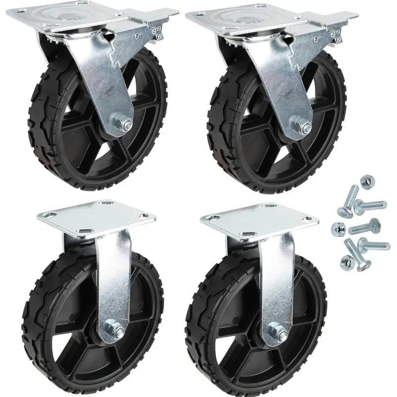 Klein Tools MODbox Utility Cart Replacement Caster Wheels with Locking Brake – 8-Inch, 4-Pack
