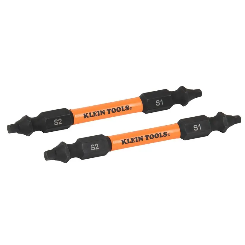 Klein Tools ProFlex Square (Robertson) Bits – #1 & #2, 2-Pack, Impact-Rated