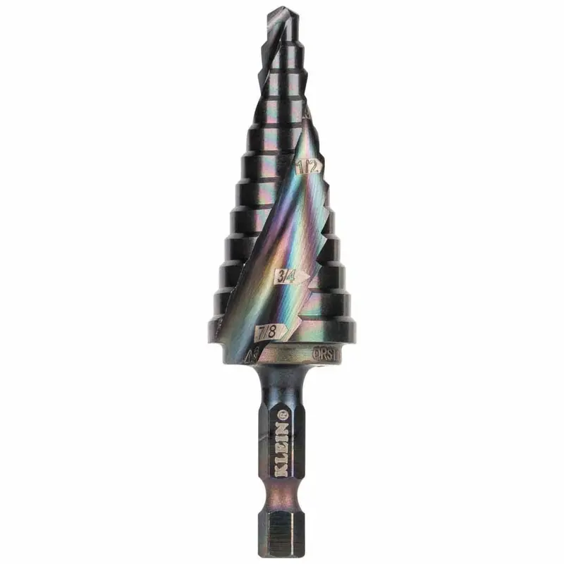 Klein Tools QRST14 Quick-Release Spiral-Flute Step Drill Bit (3/16″–7/8″)