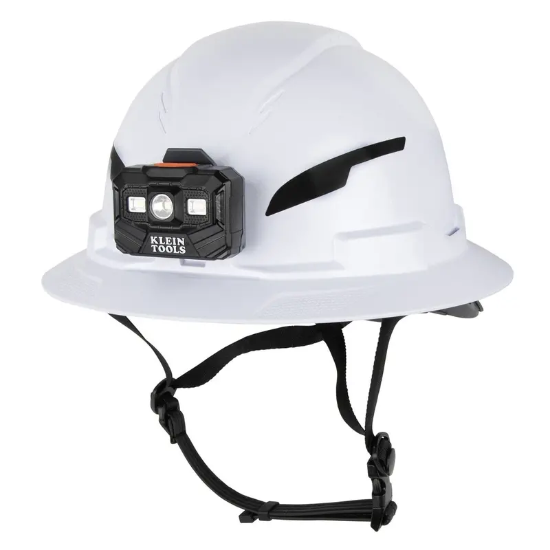 Klein Tools Rechargeable Headlamp Hard Hat – Type 2 Non-Vented Full Brim, 300-Lumen, White