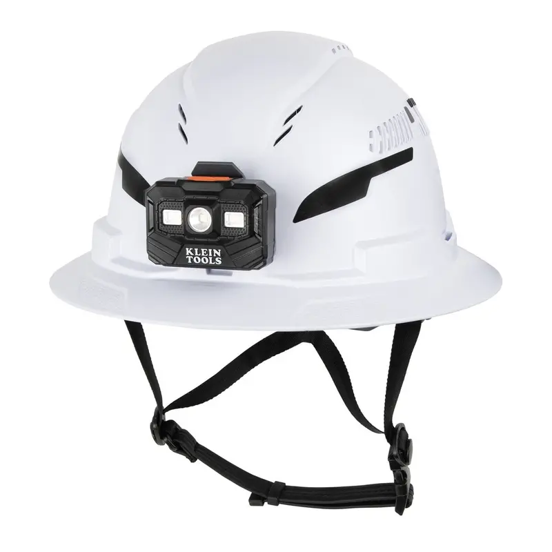Klein Tools Type 2 Vented Full-Brim Hard Hat with Built-in Rechargeable Headlamp – White