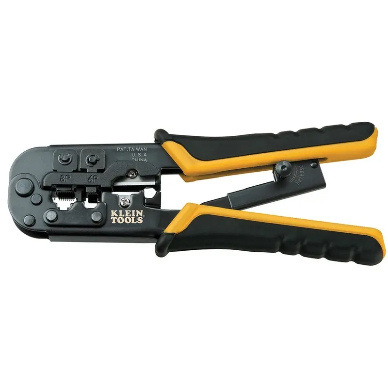 Klein Tools VDV226011SEN Modular RJ Crimper & Stripper – Ratcheting Design for RJ11, RJ12, and RJ45 Connectors