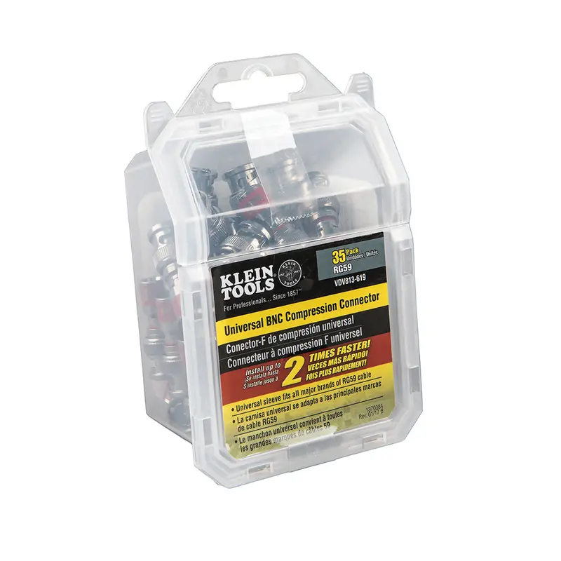 Klein Tools VDV813-619 Universal RG59 BNC Compression Connectors — 35-Pack