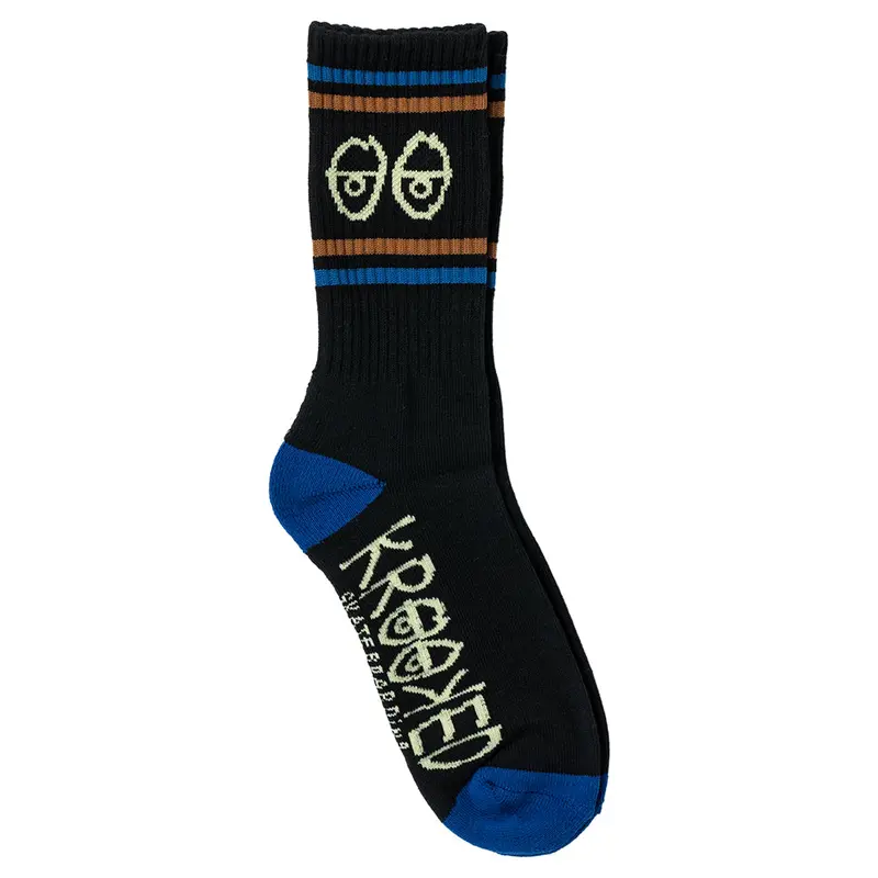Krooked Eyes Clip-Cuff Two-Tone Crew Socks