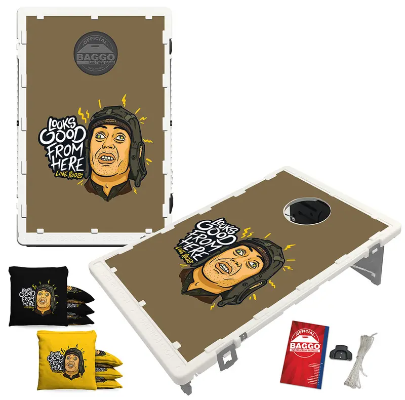 Line Roots ‘Looks Good From Here’ Portable 2′ x 3′ Cornhole Set with Custom-Printed Bags