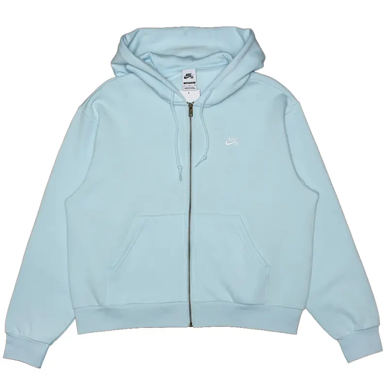 Nike SB Glacier Blue Essentials Embroidered Hoodie – Zip-Up Fleece
