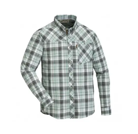 Pinewood Caribou Slim Fit Men’s Short-Sleeve Shirt – Sea Green & Grey