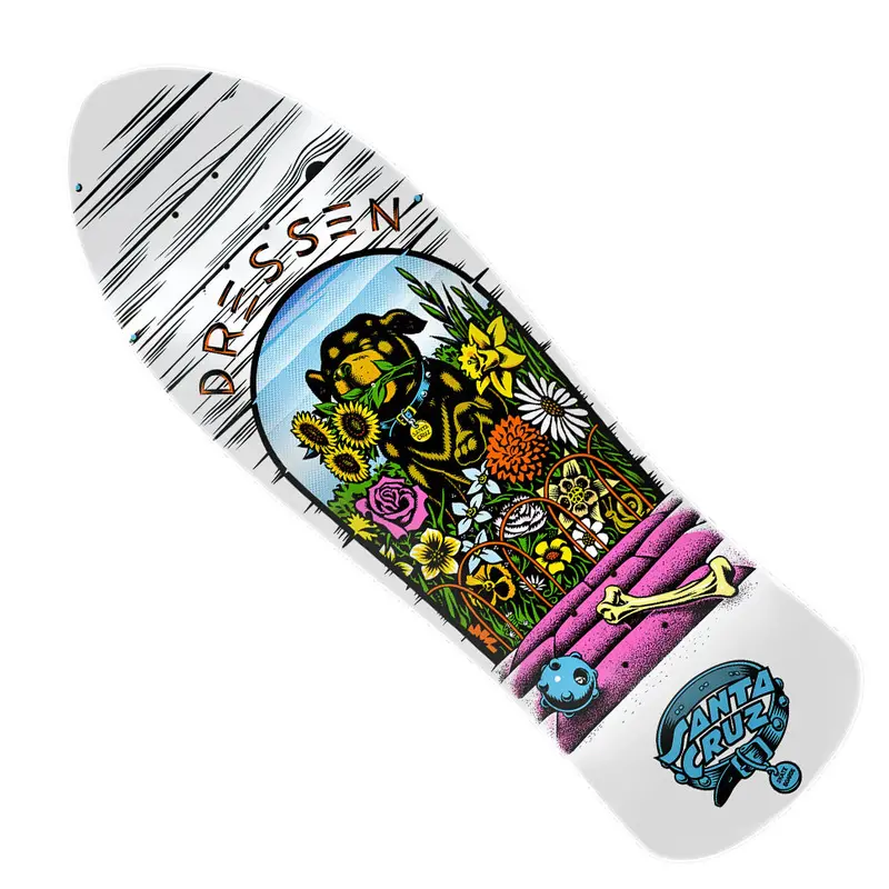 Santa Cruz Dressen Pup Reissue Shaped Skateboard Deck – White