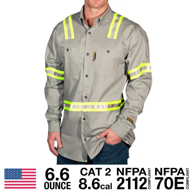 YSY-Striped Flame-Resistant Casual Shirt